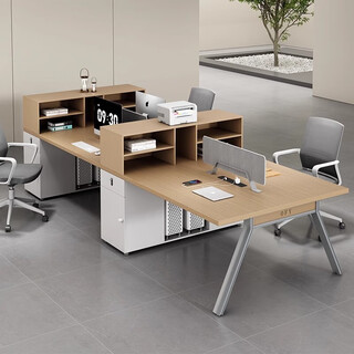 Staff office desk and chair combination, simple and modern four-person staff booth, financial table, six-person office furniture, 4.8m facing 8-person seat + chair