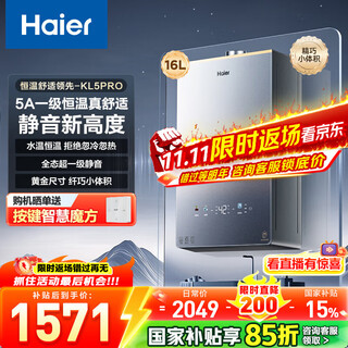 Haier (haier) consult customer service to receive subsidies xiaohonghua kl5pro silent king gas water heater natural gas 16l bath constant temperature sealed stable combustion energy saving multiple points of water 16l kl5pro silent king 80% user choice