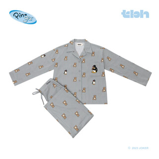 Brutalist home pingu cooperation series cotton flannel home clothing set four seasons couple pajamas pingu cooperation series_thick cotton flannel home clothing set_herringbone s
