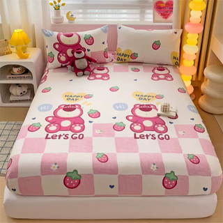 Yusenyi ultraman cotton fitted sheet single piece bedspread boy cartoon anti-slip mattress cover dormitory children's bed simple baby strawberry bear 100% twill pure cotton skin friendly and breathable 120x200cm fitted sheet + pillowcase pair