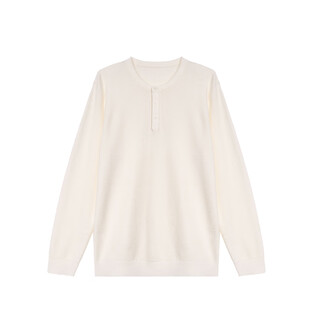 Zhengchen/zhengchen mulberry silk cashmere blended henry collar sweater men's autumn top y-m96352 white s 48