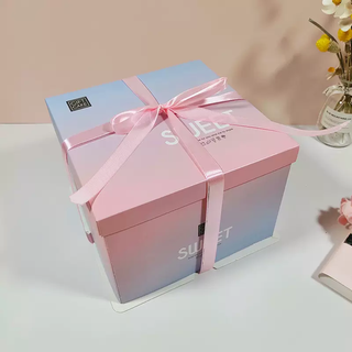 Yusenyi changsha birthday cake box 6810121416 inch thickened and heightened baking packaging gradient color 18 inch three-layer length and width 50x height 39 cover thickened 10 sets