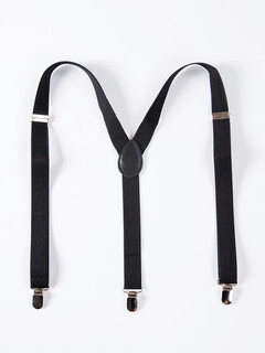 Children's suspender clip, boy's pants, non-slip suspenders, girl's baby performance clothing, versatile elastic and adjustable accessories, black short style (suitable for sizes 90-130)