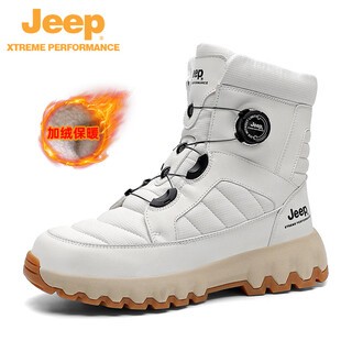 JEEP SPIRITJeep/吉普户外加绒登山鞋男东北保暖雪地靴女水滑滑雪保暖鞋 白色【情侣款】 35 _【运动码】