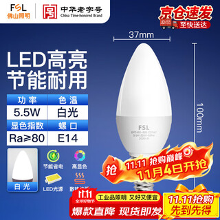 Fsl foshan lighting led energy-saving light bulb tip bulb e14 small screw mouth 5.5w white light