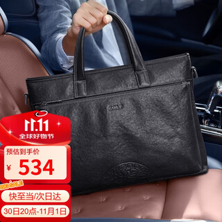 Golf (golf) business briefcase men's first-layer cowhide handbag men's 15-inch computer bag briefcase gift for boyfriend