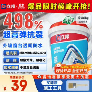 立邦外墙防水涂料 透明防水胶窗台防水补漏材料透明堵漏胶渗透型 1kg