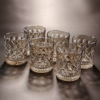 Yusenyi light luxury wine glass and foreign wine cup high-end household crystal beer glass glass water cup set coffee color short style丨280ml cup 6 pieces