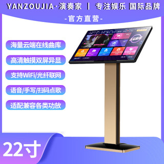 Performer's karaoke machine home all-in-one machine 2025 new touch screen karaoke station smart ktv million song library wifi network home theater karaoke equipment hd jukebox 22-inch new smart karaoke machine 60 million cloud music library aluminum alloy floor model 1t hard drive can store 20,000 songs