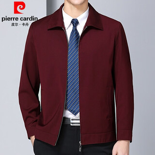 Pierre cardin brand men's clothing store wool jacket men's middle-aged and elderly lapel wool jacket business casual top solid color jacket (8918 style) burgundy l 175 size - suitable for weight 125-140 jin jin is equal to 0.5 kg