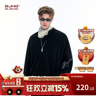 Bjhg reckless henley collar polo shirt men's autumn trendy brand 2025 new long-sleeved sweatshirt loose inner layering shirt graphite black 2xl