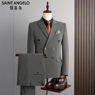 Announcement bird suit men's three-piece business professional formal small suit korean slim groomsmen grooms wedding two-piece suit medium gray m