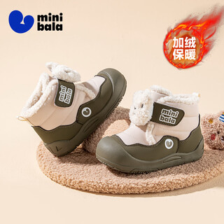 Minibala (minibala) plus velvet to keep warm in winter bear 25 years new baby toddler shoes girls cotton boots mid-top boys cotton shoes