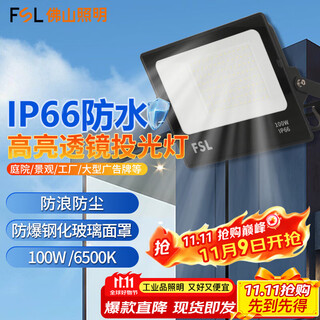 Fsl foshan lighting led floodlight street light construction site light ip66 outdoor waterproof spotlight searchlight sign factory room workshop lighting aluminum anti-surge 100w white light 9000ml lumens