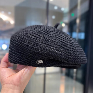 Xiaohong calligraphy style retro beret women's autumn and winter woolen bud hat korean style stereotyped design spring and summer black one size m (5658cm)