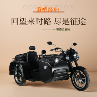 Shenglongjia can be registered retro side three-wheeled motorcycle 300 side three-wheeled three-wheeled sidecar motorcycle gasoline with reverse gear, matte black, deposit