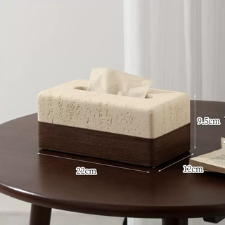 Yusenyi tissue box high-end living room light luxury high-end walnut wood grain leather paper drawer remote control storage box paper box yellow leather texture box