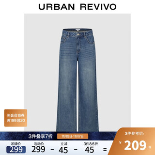 Ur2025 new autumn women's casual classic distressed washed wide-leg denim trousers uyl850189