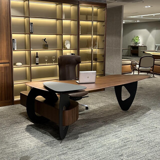 Aesthetic style italian minimalist solid wood desk boss desk simple modern north american black walnut light luxury high-end desk size customization (contact customer service)