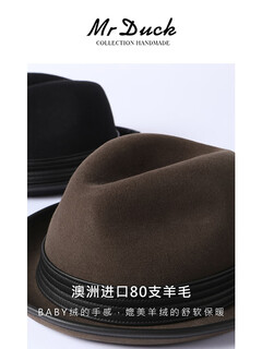 Mr duckmr duck25 winter australian superfine wool top hat men's foldable british jazz hat sheepskin hatband meteorite black 100 wool xl suitable for head sizes over 60, head size shot