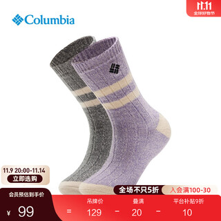 Columbia outdoor 25 autumn and winter new women's mid-calf two-pair sports socks rcl689 996 one size