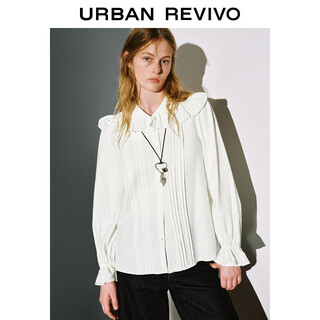 Ur2025 winter new women's casual doll collar ruffled cotton cardigan shirt uyl250169