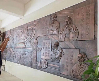 Forged copper relief metal cast copper mural chinese medicine culture ancient celebrity yellow copper plaque hanging painting landscape campus deposit drawing