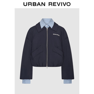 Ur2025 winter new women's casual contrast color plaid real two-piece lapel down jacket uyl150067