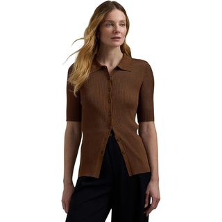 Polo ralph lauren women's pullover sweater classic versatile warm breathable slim short sleeve daily commuting knitted simple sweater dark terracotta one size |sm