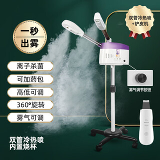Beauty salon special facial steamer hot spray instrument hot and cold dual spray facial steamer household steam spa facial hydrating nano spray machine luxury model double tube hot and cold spray + blackhead shovel cold spray plus medicine pack + adjustable mist