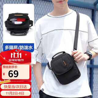 Golf (golf) shoulder bag, men's casual crossbody bag, men's and women's canvas multi-compartment mobile phone bag, water-repellent mini sports bag