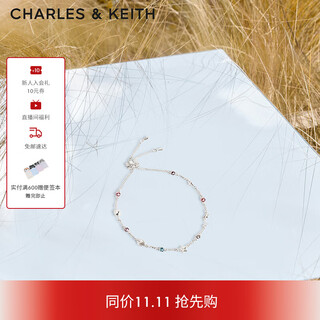 Charles&keith blue secret design adjustable bracelet for birthday gift ck5-12120398 silver 24.9cm 1 piece