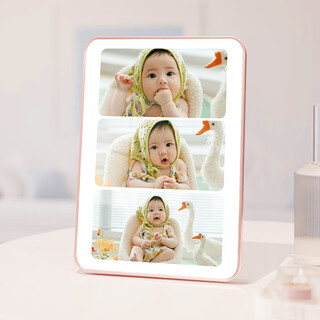 Fantasy photo frame, table setting, customized photos, stamped and added photos to make high-end crystal ornaments, washed wedding photo album, 3-square grid, rose gold - rounded corner table setting (vertical version) - blank space, 12 inches (30x20cm)