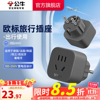 公牛（BULL）旅行转换器插座/转换插头/国外使用/多国旅行插座 欧标转国标（国外使用）GN-905G