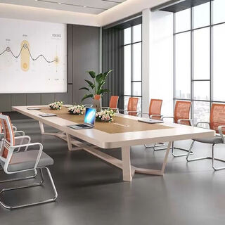 Conference table long table simple modern large reception table negotiation training table strip board conference room table and chair combination 2.4 meters conference table (color optional)