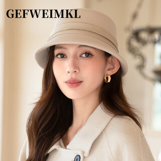 Gefweimkl merino wool fisherman hat women's autumn and winter new bucket hat wool wool japanese basin hat shows your face, fashionable and versatile off-white m(56-58cm)