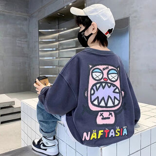 儿童装男童春装卫衣2025新款上衣春秋款中大童男孩衣服春季帅气潮 灰色 120 120cm