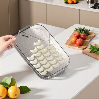 Chaosihui dumpling box frozen dumplings multi-layer refrigerator food storage box frozen chaos box home dumpling tray preservation box eu food thickened pp milk gray anti-stick and anti-crack one layer without cover can hold 16 dumplings
