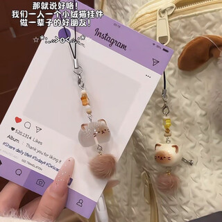 Fat donglai's same cartoon plush pendant, handmade kitten cute pendant, mobile phone chain, key bag, student pendant, coffee cat pendant, transparent 1 piece
