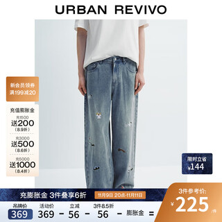 Ur2025 new autumn men's denim revival fun embroidered denim trousers uuv850026 gray blue 31