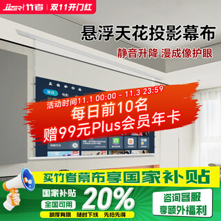竹者嵌入式小天花幕布 隐藏式菲涅尔抗光幕布家用 客厅卧室吊顶暗藏式电动升降拉线光子投影幕布 尊显拉线:【联动】8K悬浮光子白 100英寸