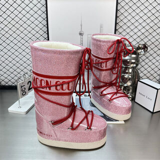 无疆妙品巨好看粉色雪地靴女冬季防水防滑高筒厚底增高东北滑雪鞋 粉色 33