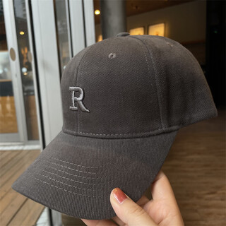 Baseball cap men's high top hard top women's fashion peaked cap letter embroidered sun hat ins simple and versatile to show small face gray _r letter adjustable