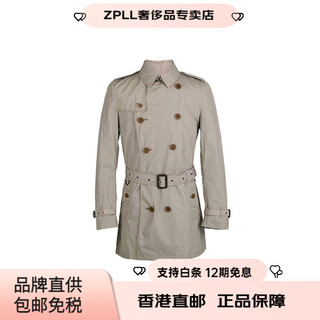 Burberry однотонная мужская двубортная ветровка средней длины с длинными рукавами и лацканами, светло-коричневый m