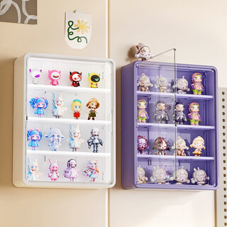 Ershanji wall-mounted figure display cabinet transparent blind box storage box wall doll bubble mart display rack blind box display rack wall-mounted white large