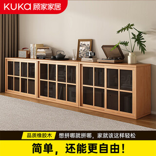 Gujia home solid wood bookshelf vertical floor-standing storage rack dust-proof with glass door storage rack home study student short bookcase imported from thailand rubber wood wood color 100/30/72 door-to-door free installation