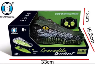Tkhe remote control watercraft wireless electric children's speedboat water toy boat model super large high-speed remote control submarine remote control simulation crocodile 2.4g32cm sculls