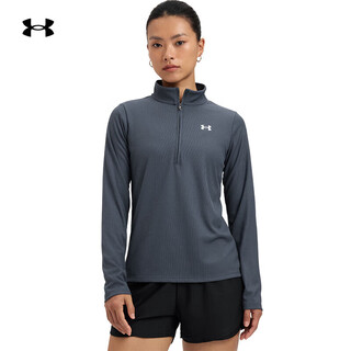 Under armor (underarmour) spring and summer tech women's ribbed training sports long-sleeved t-shirt 1389857 heavy rain gray 044 m