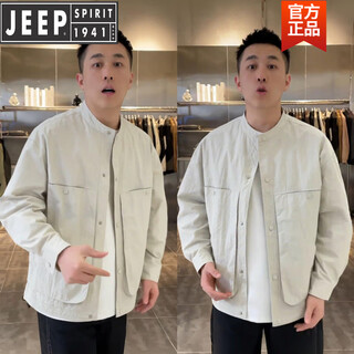 Jeep2025 autumn trend henry collar shirt jacket men's simple fashion loose versatile slim casual jacket apricot xl 140-160jin jin is equal to 0.5 kg