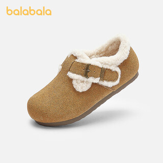 Balabala children's shoes children's birkenstock shoes girls' slippers plus velvet 2025 new autumn and winter shoes comfortable, tide and non-slip camel 50001 31 (foot length 18.8-19.2/inner length 20.4)
